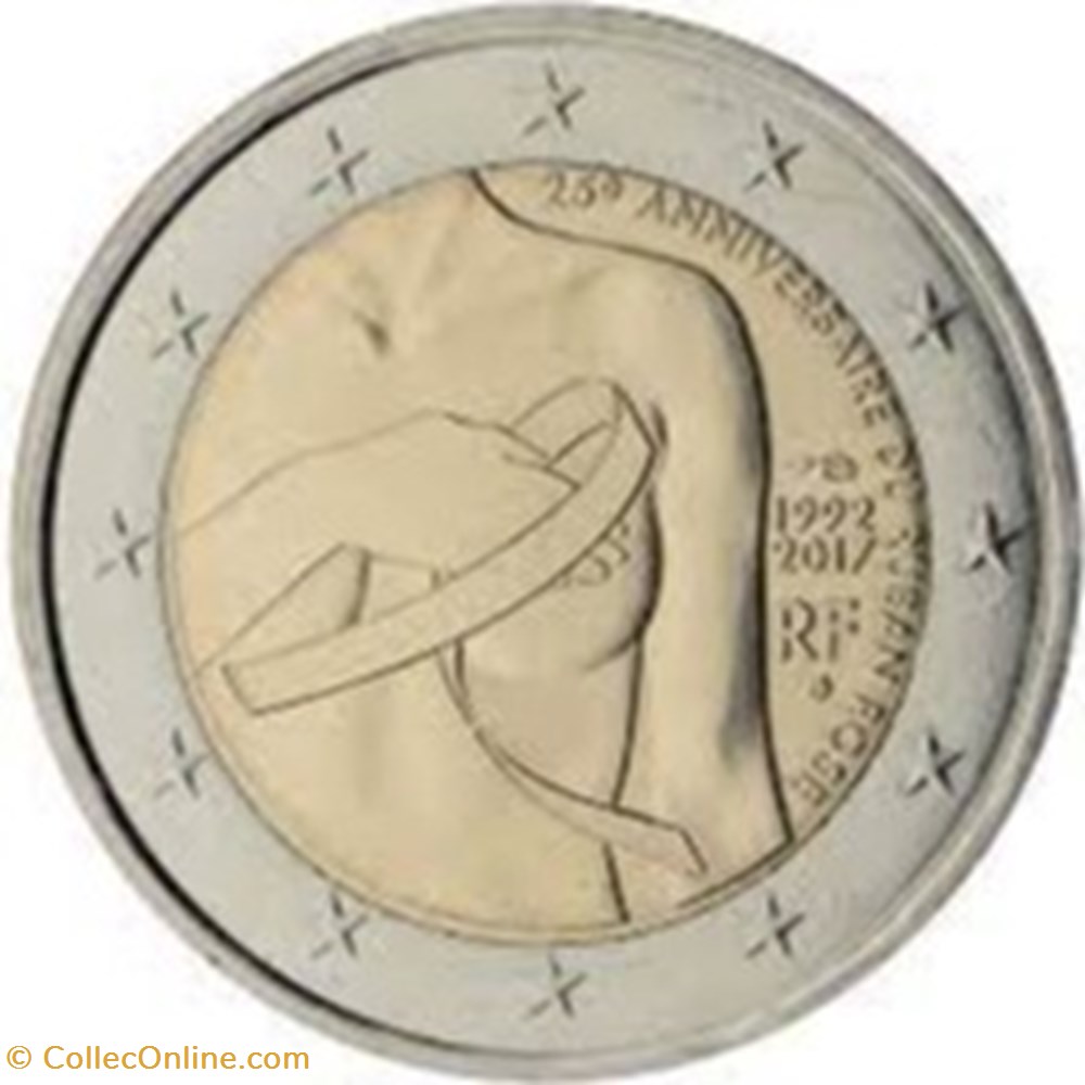 monnaies 25e anniversaire du ruban rose symbole de la lutte contre le cancer du sein france
