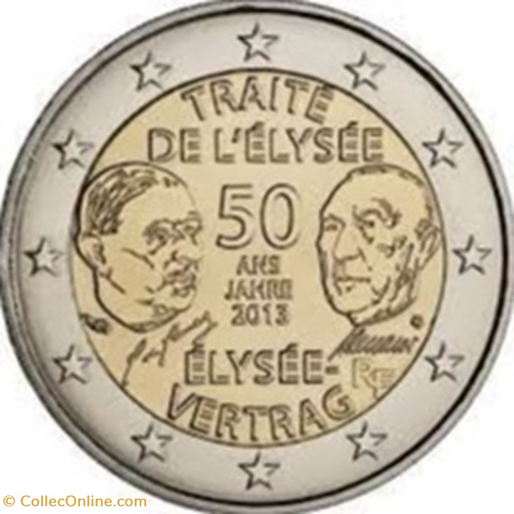 50e anniversaire de la signature du traité de l'Élysée - France monnaies 50e anniversaire de la signature du traite de elysee france