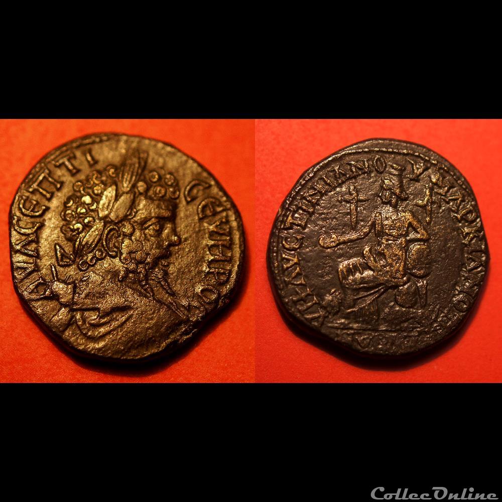 Septime Sévère / Marcianopolis, Mésie Inférieure / Cybèle 3 monnaie antique av jc ap romaine provinciale septime severe marcianopolis mesie inferieure cybele