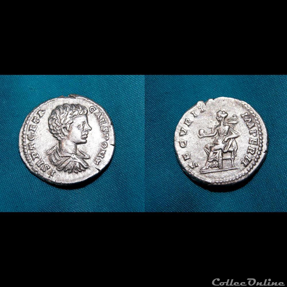 Denier de Geta / Revers Securitas / RIC.20b monnaie antique av jc ap romaine imperiale denier de geta revers securitas ric 20b