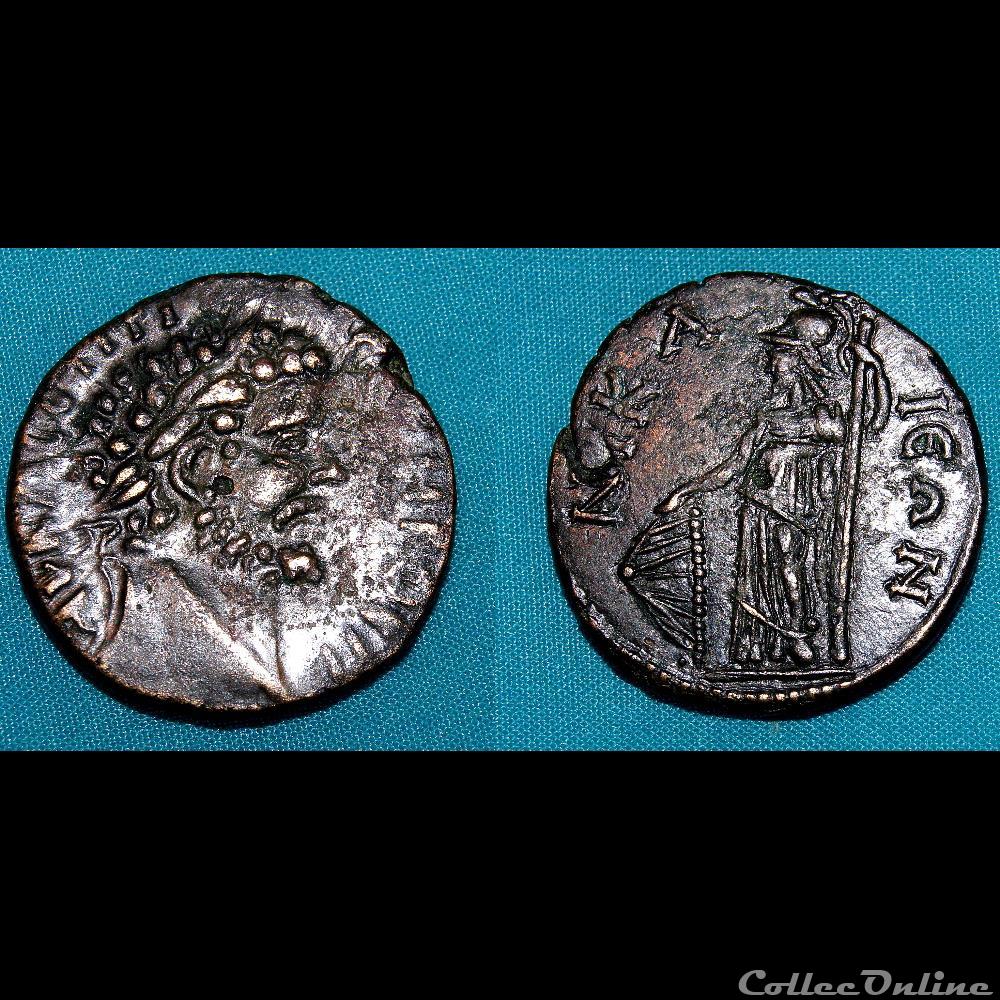 Septime Sévère / Nicée, Bithynie / Athéna / Variation inédite et très rare 3 monnaie antique av jc ap romaine provinciale septime severe nicee bithynie athena variation inedite et tres rare