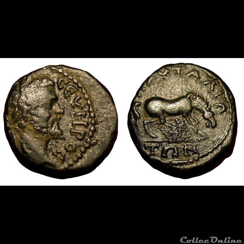 Septime Sévère / Pautalia, Thrace / Cheval / Très rare et non publiée monnaie antique av jc ap romaine provinciale septime severe pautalia thrace cheval tres rare et non publiee