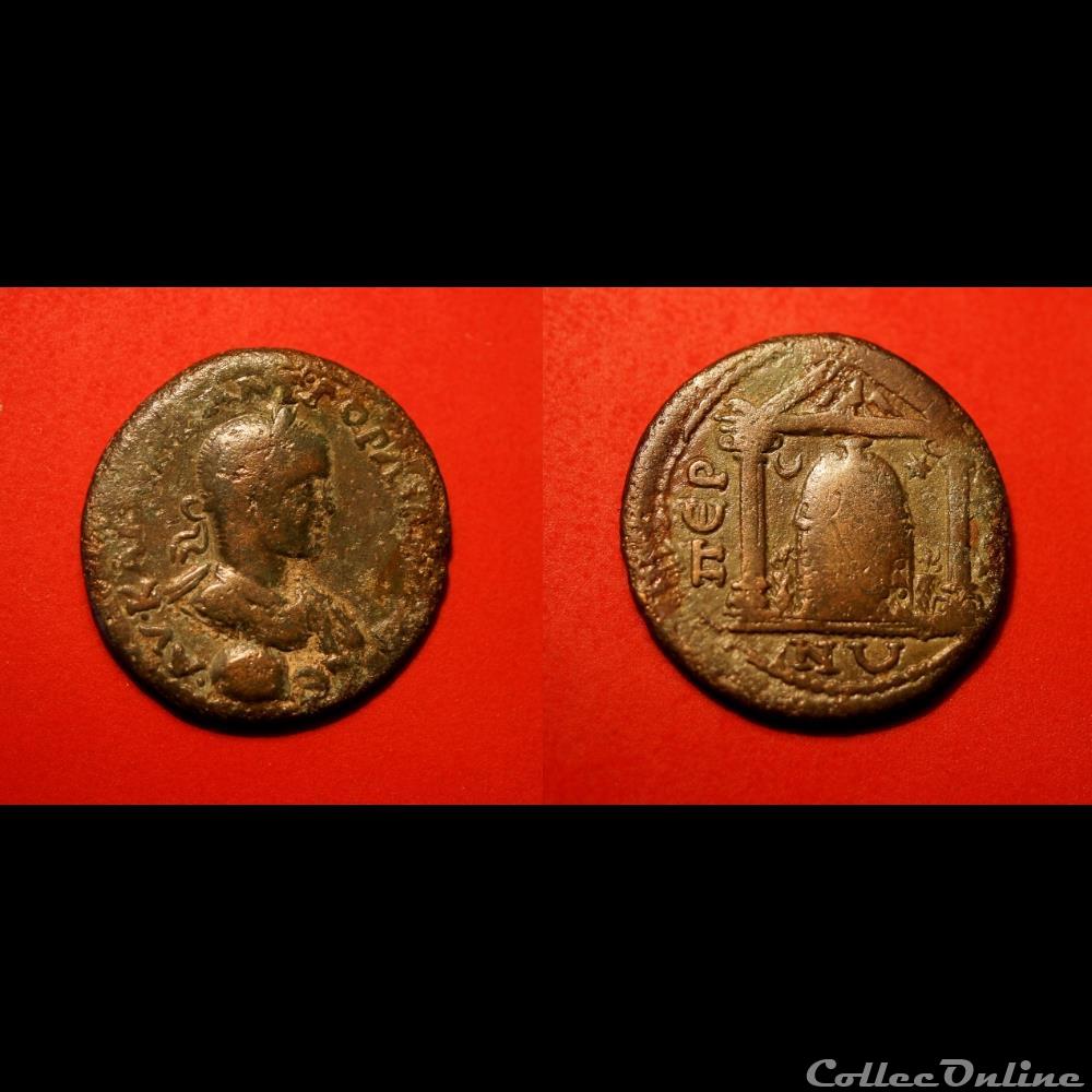 Gordien III / Perge, Pamphylie / Temple / Extrêmement rare 2 monnaies antiques romaines provinciales gordien iii perge pamphylie temple extremement rare