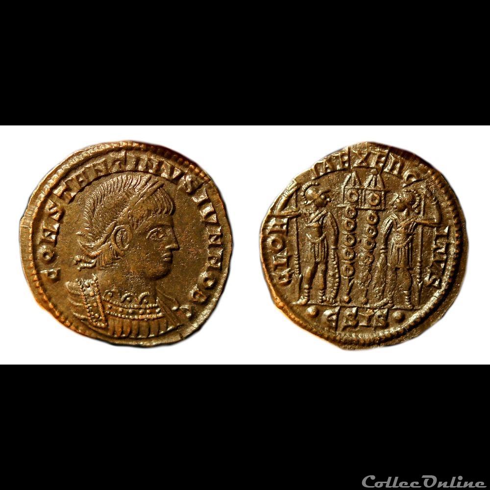Constantin II / Siscia / Gloria Exercitus monnaie antique av jc ap romaine imperiale constantin ii siscia gloria exercitus