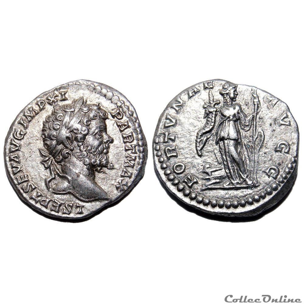 Denier de Septime Sévère / Revers Fortuna / RIC.126 a monnaie antique av jc ap romaine imperiale denier de septime severe revers fortuna ric 126 a