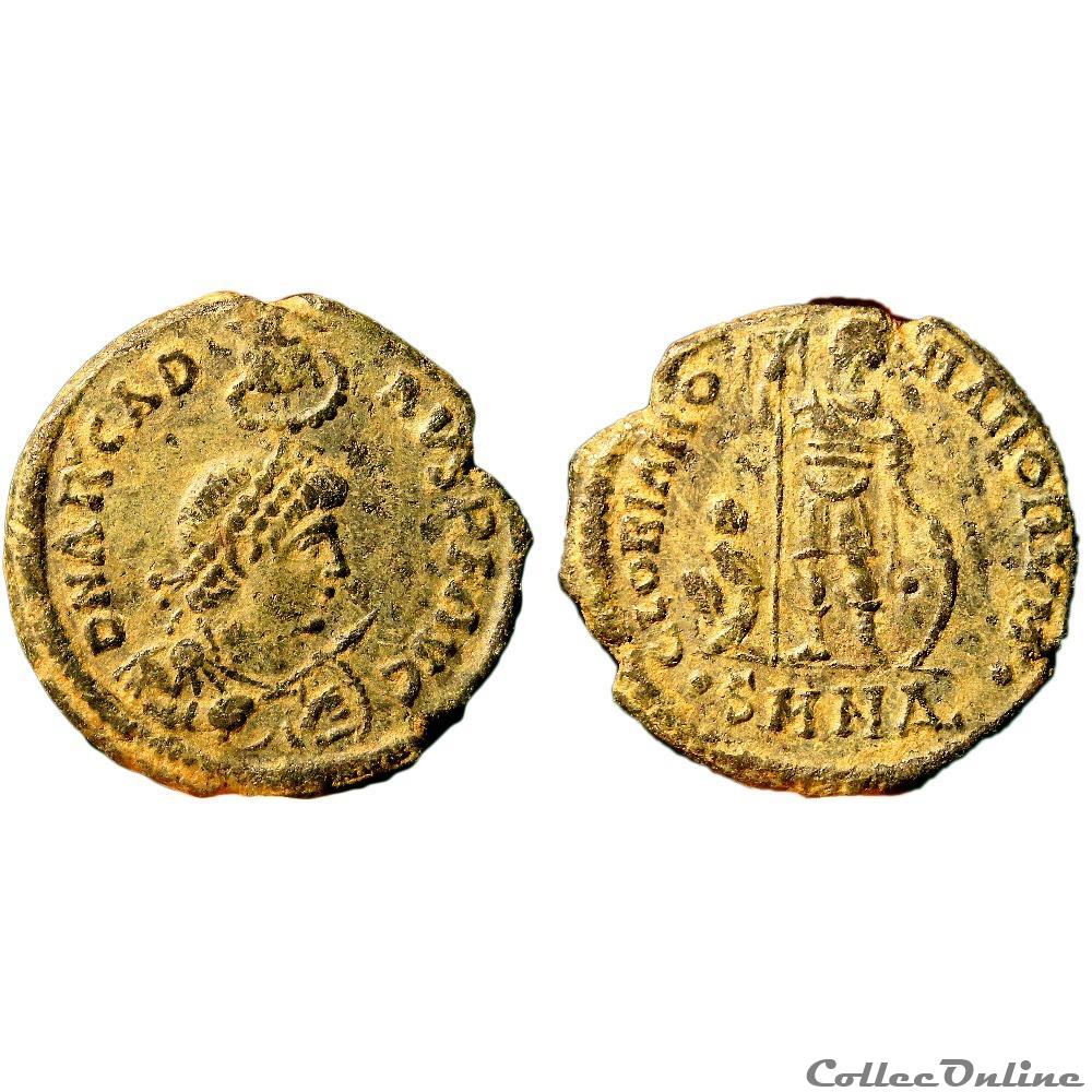 Arcadius / Nicomédie / Marque d'émission inédite monnaie antique av jc ap romaine imperiale arcadius nicomedie marque emission inedite