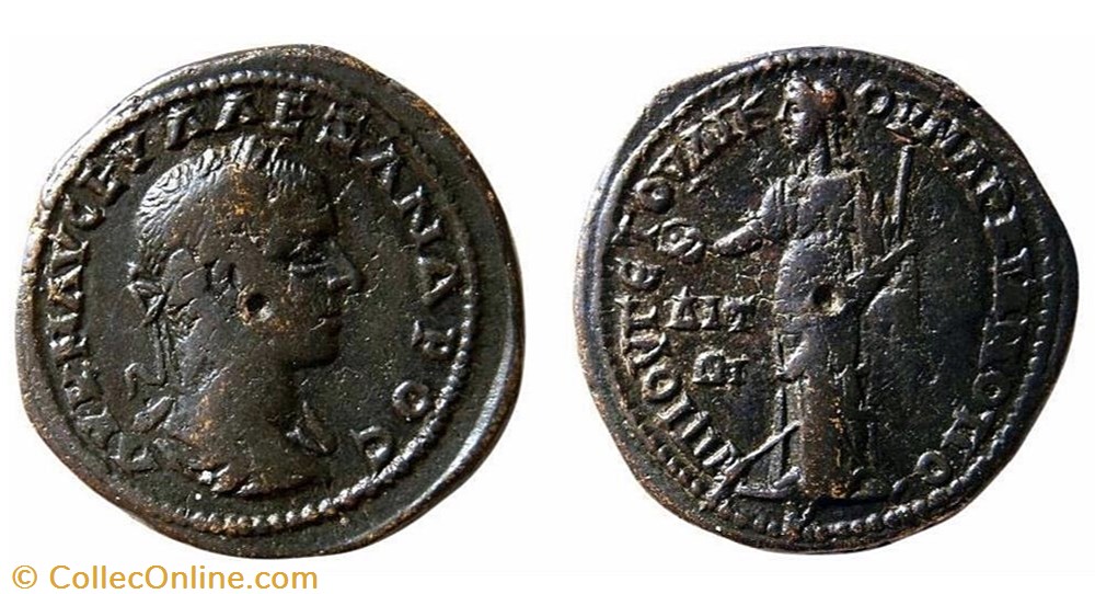 Alexandre Sévère / Marcianopolis, Mésie Inférieure / Héra monnaie antique av jc ap romaine provinciale alexandre severe marcianopolis mesie inferieure hera