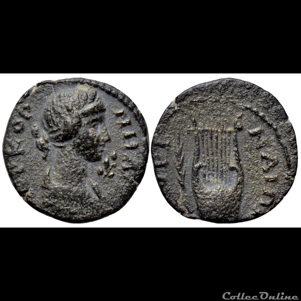 Pseudo-Autonome / Myrina, Eolide / Apollon § Lyre monnaie antique av jc romaine provinciale pseudo autonome myrina eolide apollon lyre