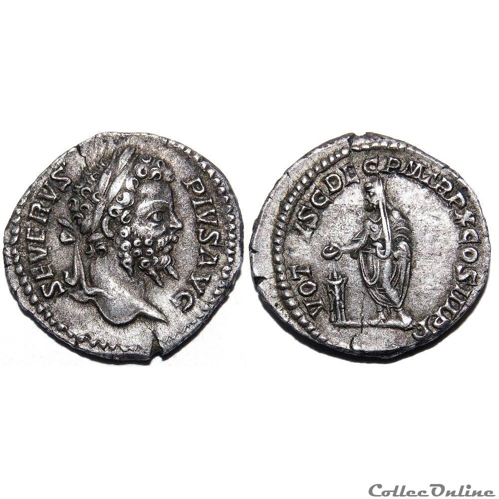 Denier de Septime Sévère / Revers Septime Sévère sacrifiant / RIC.186 monnaie antique av jc ap romaine imperiale denier de septime severe revers septime severe sacrifiant ric 186