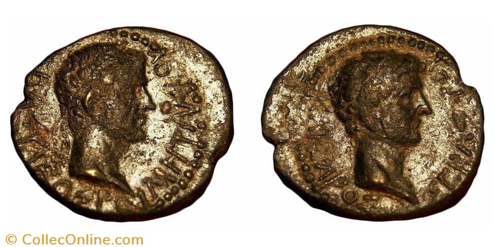 Auguste et Rhoemetalces Ier / Royaume de Thrace monnaie antique av jc ap romaine provinciale auguste et rhoemetalces ier royaume de thrace