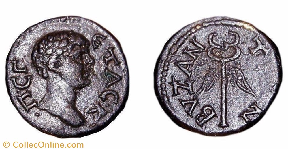 Geta / Byzance en Thrace / Caducée ailé / Rare monnaie antique av jc ap romaine provinciale geta byzance en thrace caducee aile rare