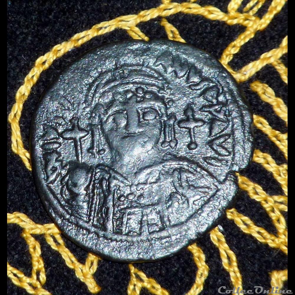 JUSTINIEN I - Follis de 17,56g et 35 mm de diamètre. monnaie antique byzantine justinien i follis de 17 56g et 35 mm de diametre