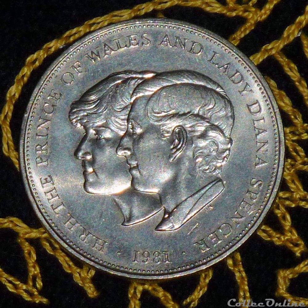 ÉLISABETH II - Mariage entre le Prince Charles et Diana Spencer. monnaie monde royaume uni elisabeth ii mariage entre le prince charles et diana spencer