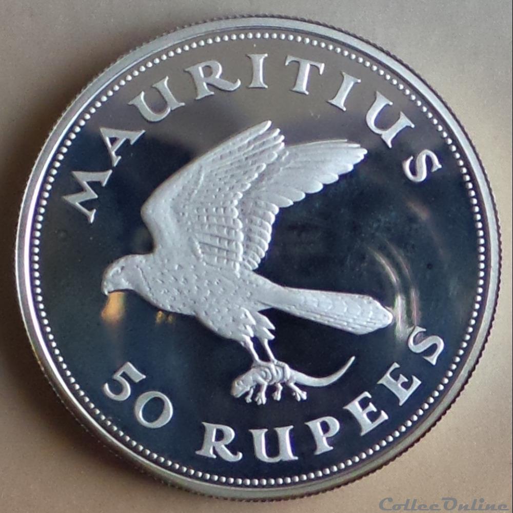 50 Rupees d'Argent monnaie monde maurice 50 rupees argent