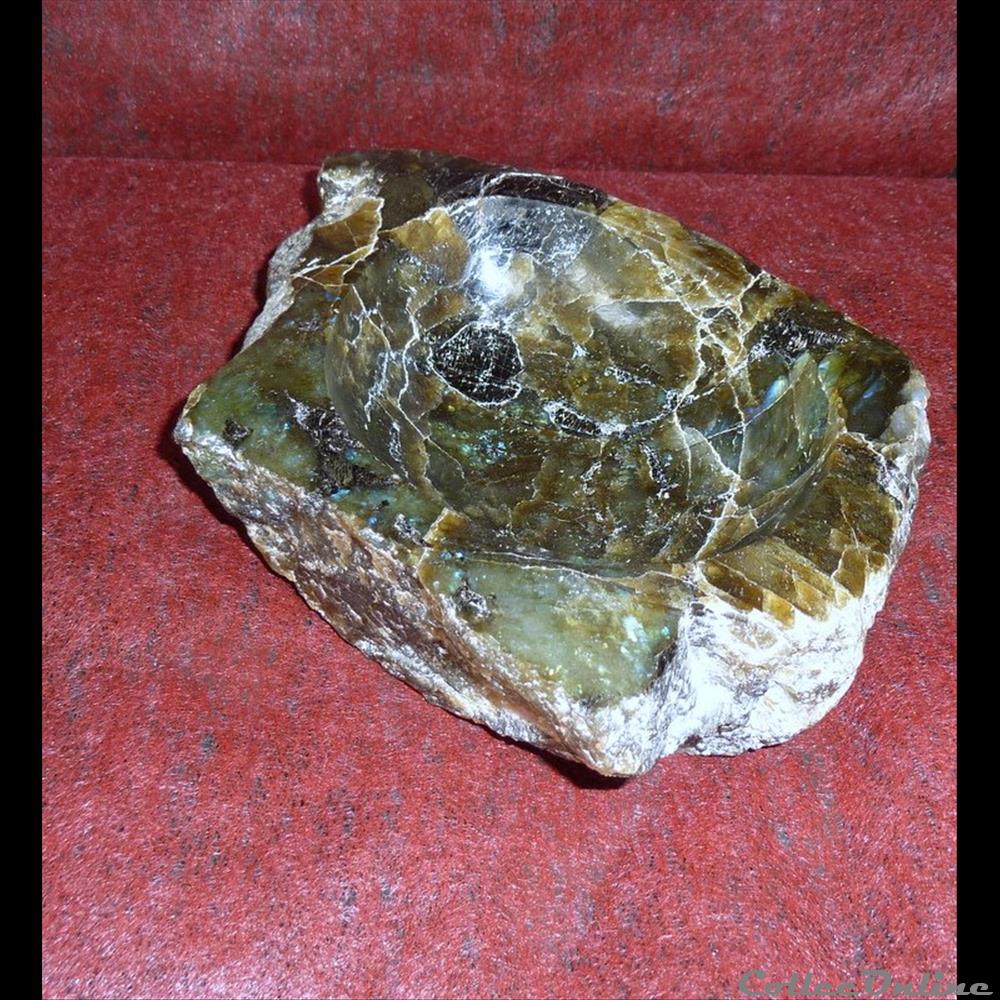 LABRADORITE - variété d'Anorthite. 3 coquillage fossile gastropodum labradorite variete anorthite
