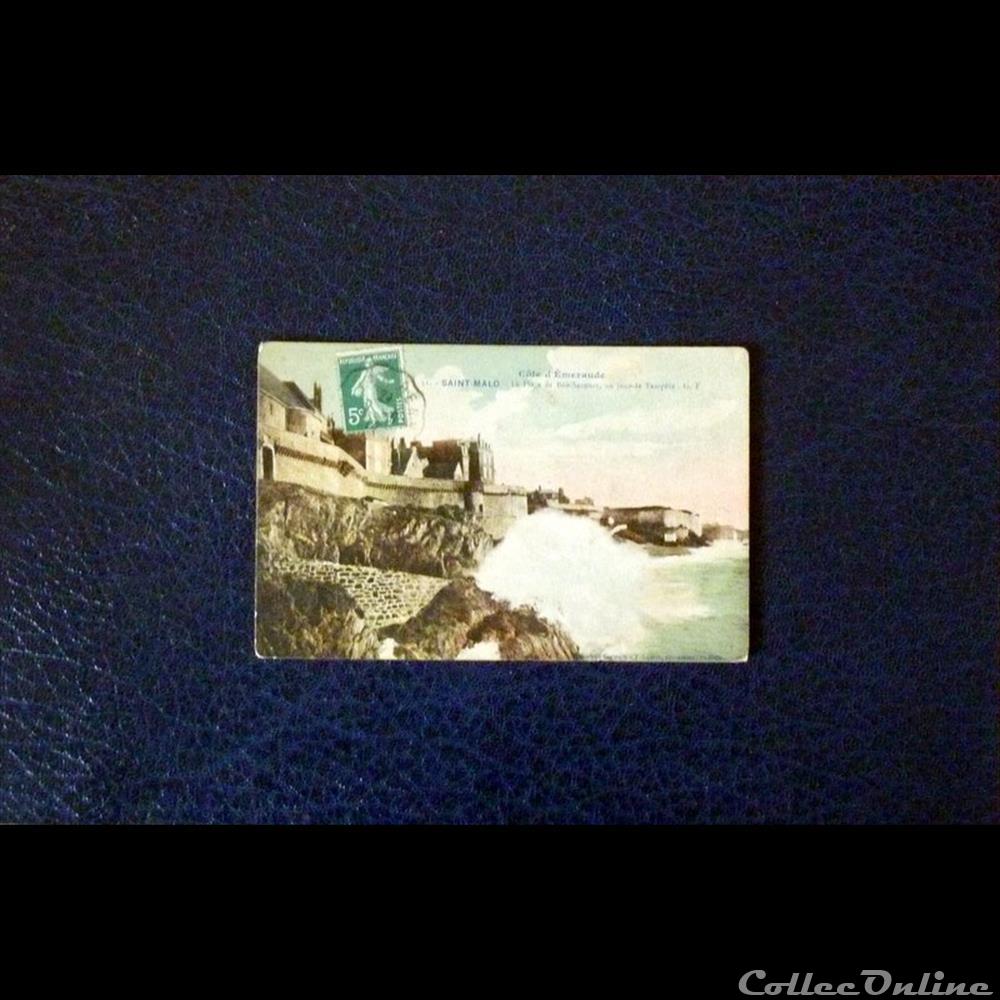 carte postale france bretagne saint malo plage bon secours