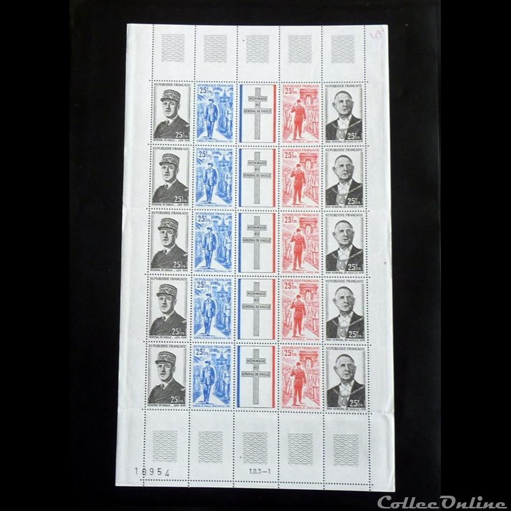 Bloc feuillet de " DE GAULLE " en francs C F A timbre france diver bloc feuillet de de gaulle en francs c f a