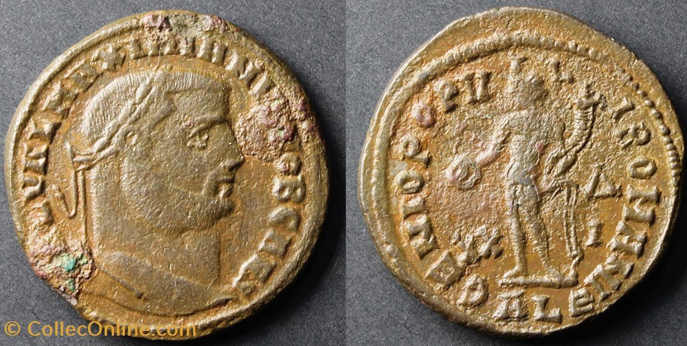Follis de Galère Atelier d'Alexandrie monnaie antiquite av jc ap romaine republicaine imperiale follis de galere atelier alexandrie