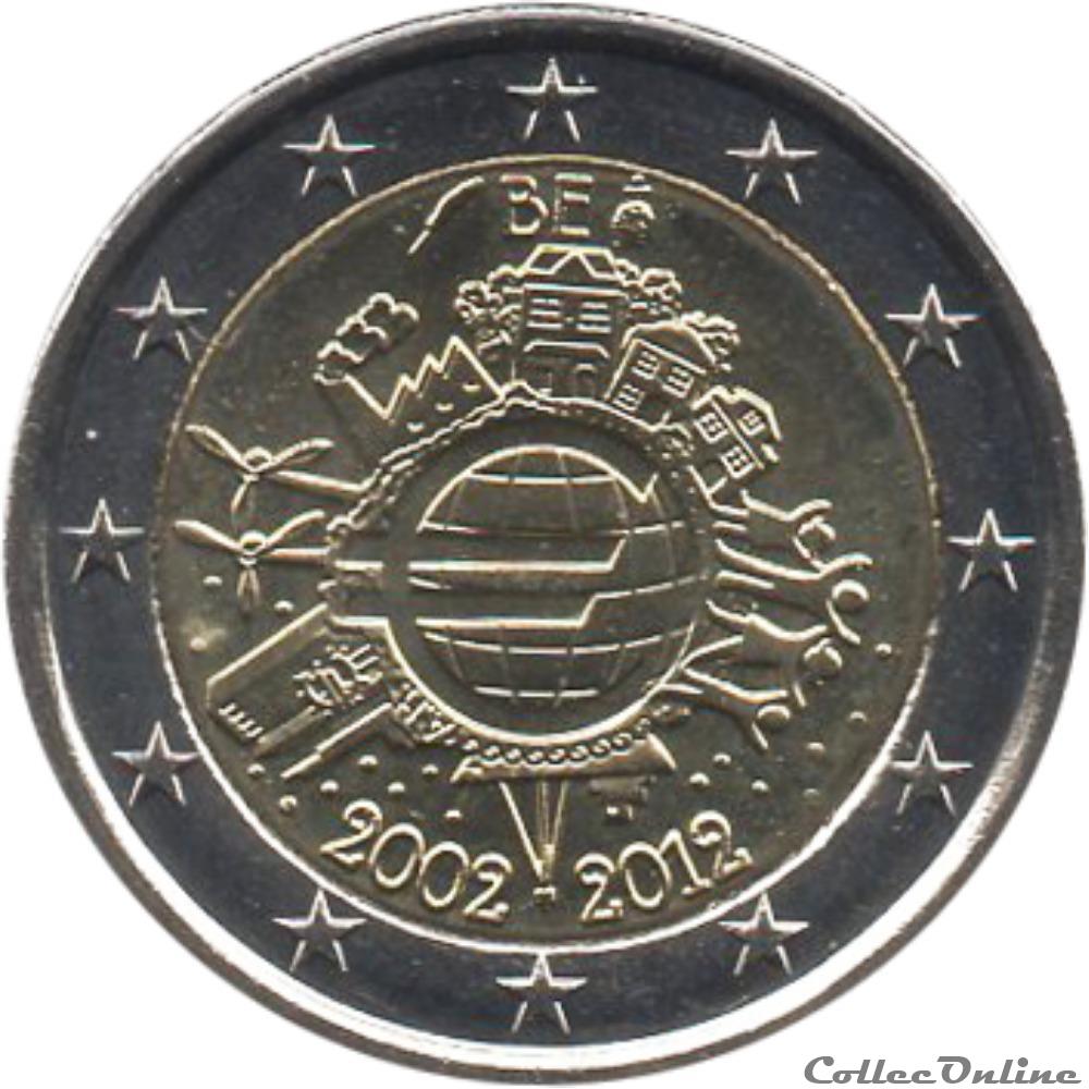 Belgique - 2012 : 10e anniversaire de l'introduction des billets et des pièces en euro monnaie belgique 2012 10e anniversaire de introduction des billets et des pieces en euro