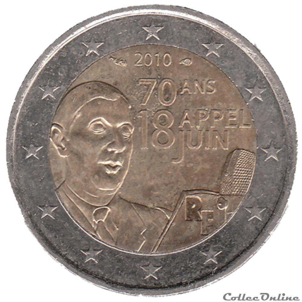France - 2010 : 70e anniversaire de l'appel du 18 Juin monnaie euro france 2010 70e anniversaire de appel du 18 juin