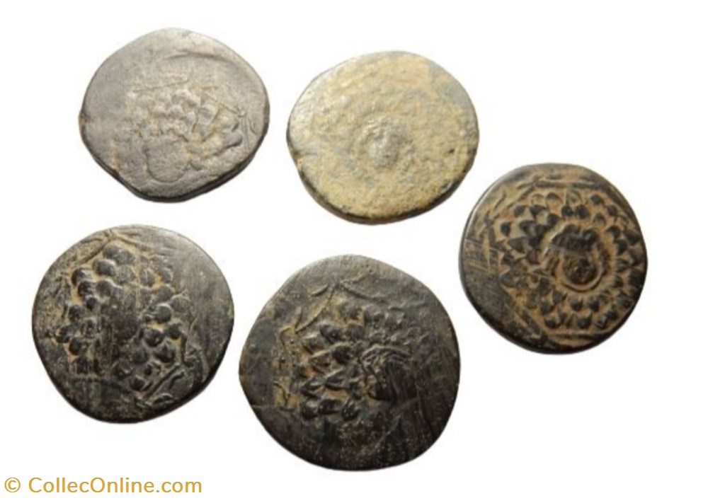 5 AE COINS Bronze PONT 90 av. JC 2 monnaies antiquite ap grecques 5 ae coins bronze pont 90 av jc