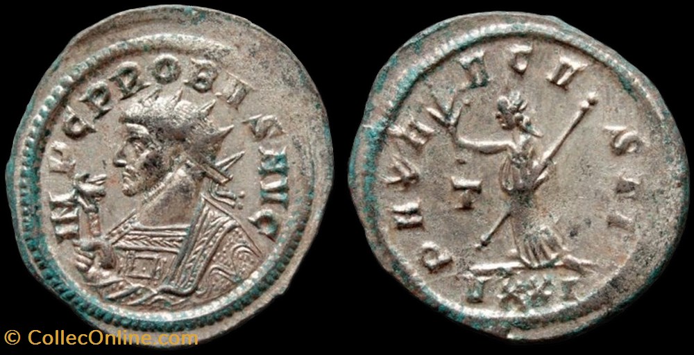 215 - Probus - PAX AVGVSTI T/-/VXXI monnaie antique jc ap romaine republicaine imperiale 215 probus pax avgvsti t vxxi