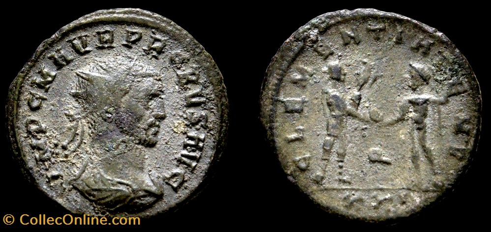 145 - Probus - CLEMENTIA TEMP /Q//XXI monnaie antique av jc ap romaine provinciale 145 probus clementia temp q xxi