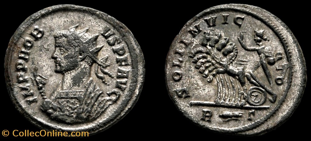 163 - Probus - SOLI INVICTO / /-//R foudre Γ monnaie antique av jc a ap romaine republicaine imperiale 163 probus soli invicto r foudre