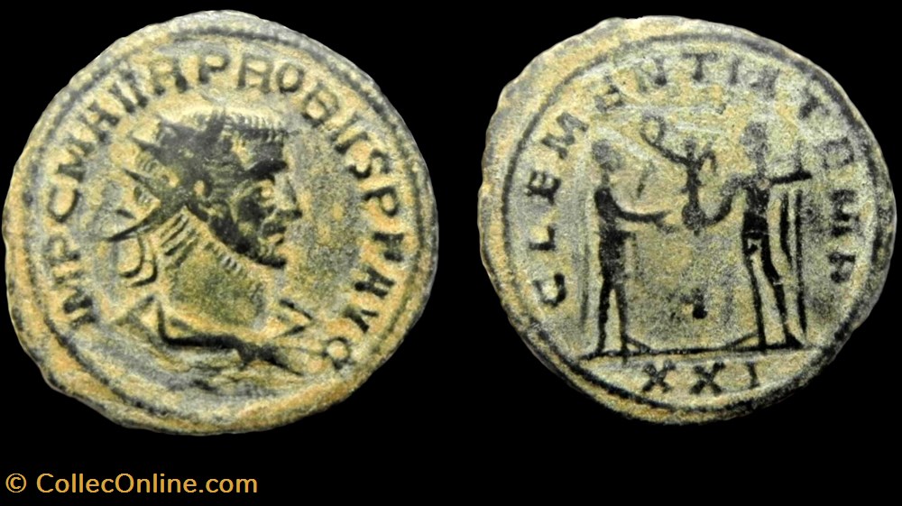 085 - Probus - CLEMENTIA TEMP /H//XXI monnaie antique av jc ap romaine provinciale 085 probus clementia temp h xxi