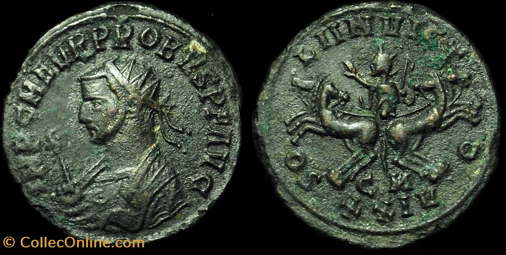 055 - Probus - SOLI INVICTO /-/CM//XXIV monnaie antique av jc a ap romaine provinciale 055 probus soli invicto cm xxiv