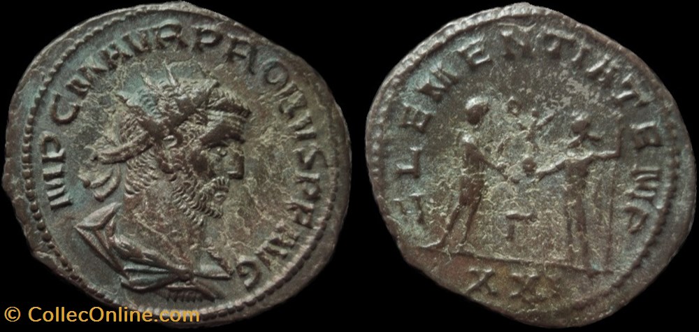 210 - Probus - CLEMENTIA TEMP /Γ/XXI monnaie antique av jc ap romaine provinciale 210 probus clementia temp xxi