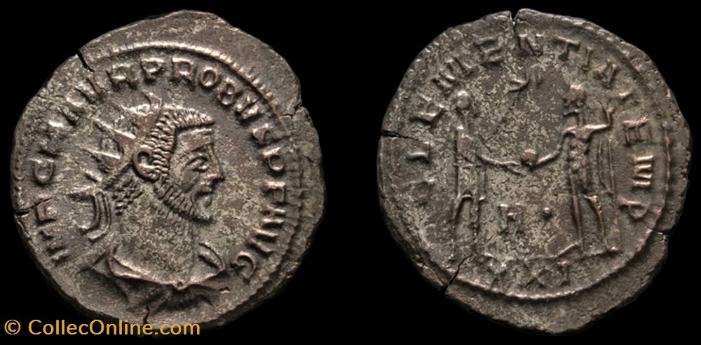 187 - Probus - CLEMENTIA TEMP /H°// XXI monnaie antique av jc ap romaine provinciale 187 probus clementia temp h xxi