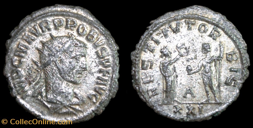 monnaie antique av jc ap romaine provinciale 090 probus restitvt orbis a xxi
