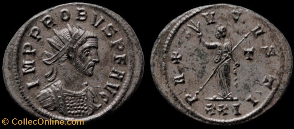 217 - Probus - PAX AVGVSTI /-/T/XXI monnaie antique jc ap romaine provinciale 217 probus pax avgvsti t xxi
