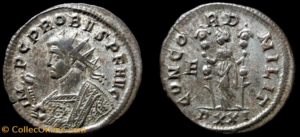 051 - Probus - CONCORD MILIT E/-//PXXI monnaie antique av jc a ap romaine republicaine imperiale 051 probus concord milit e pxxi