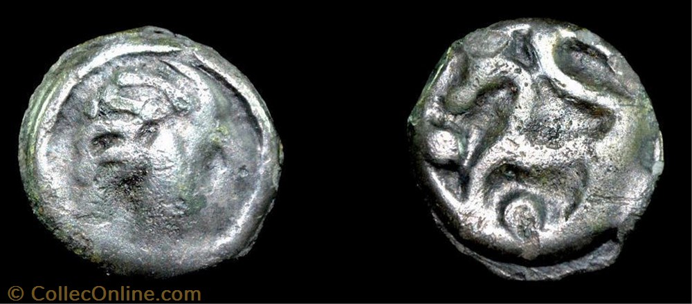 Potin à la chevelure hirsute (tête d'indien) - 2 monnaie antique av jc ap gauloise potin a la chevelure hirsute tete indien 2