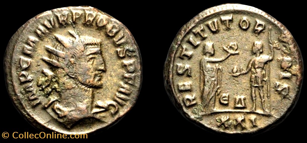 127 - Probus - RESTITVT ORBIS /E∆//XXI monnaie antique av jc a ap romaine provinciale 127 probus restitvt orbis e xxi