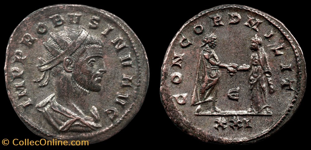 024 - Probus - CONCORD MILIT /-/E/XXI monnaie antique av jc a ap romaine provinciale 024 probus concord milit e xxi