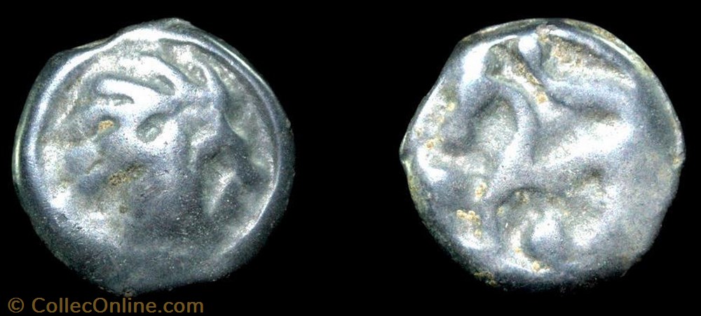 Potin à la chevelure hirsute (tête d'indien) - 1 monnaie antique av jc ap gauloise potin a la chevelure hirsute tete indien 1