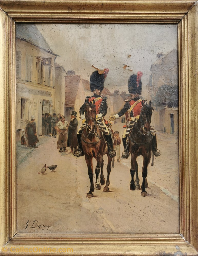 art antiquites peintures dessins dupray gendarmes a cheval de la legion de gendarmerie de la seine date 1840