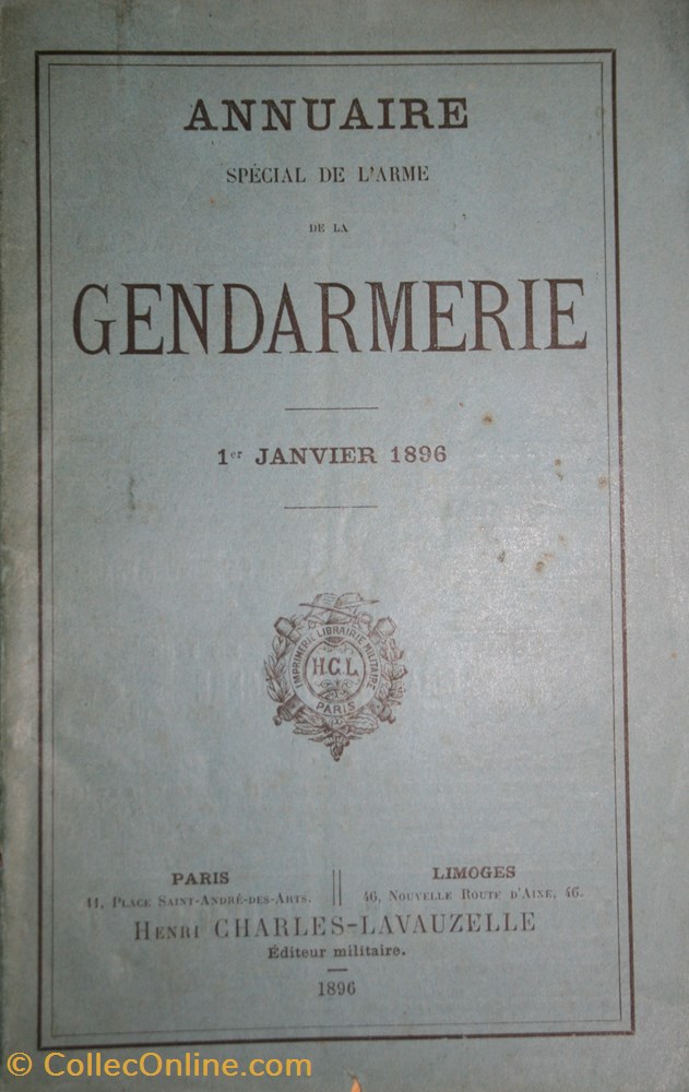 militaria livres revues catalogues 1896 annuaire de la gendarmerie