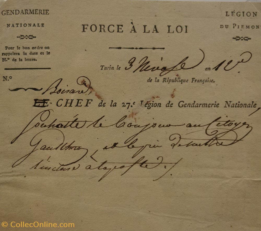 109 Département de la Doire vieux papiers documents historiques 109 departement de la doire