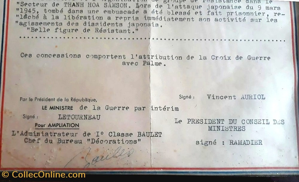 1947 Diplôme de la Médaille Militaire et de la Croix de Guerre avec palme 3 militaria medailles insignes 1947 diplome de la medaille militaire et de la croix de guerre avec palme