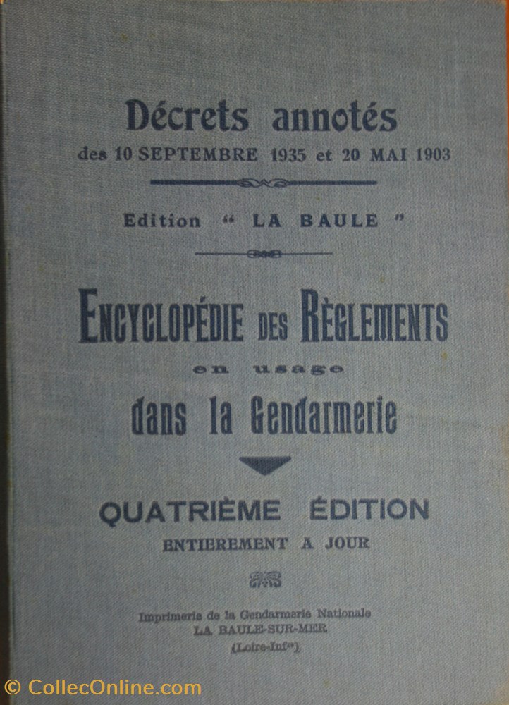 militaria livres revues catalogues 1931 encyclopedie des reglements en usage dans le gendarmerie