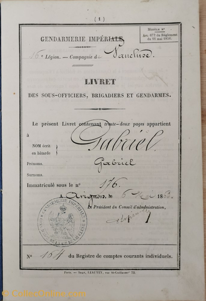 militaria livres revues catalogues livret 1863 gendarme imperial a cheval gabriel