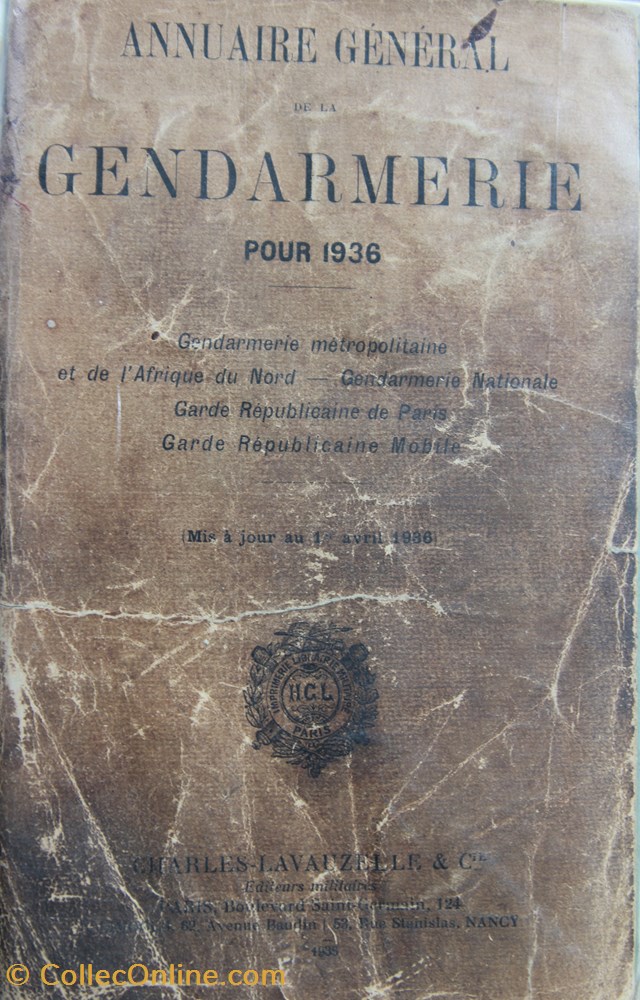 militaria livres revues catalogues 1936 annuaire general de la gendarmerie