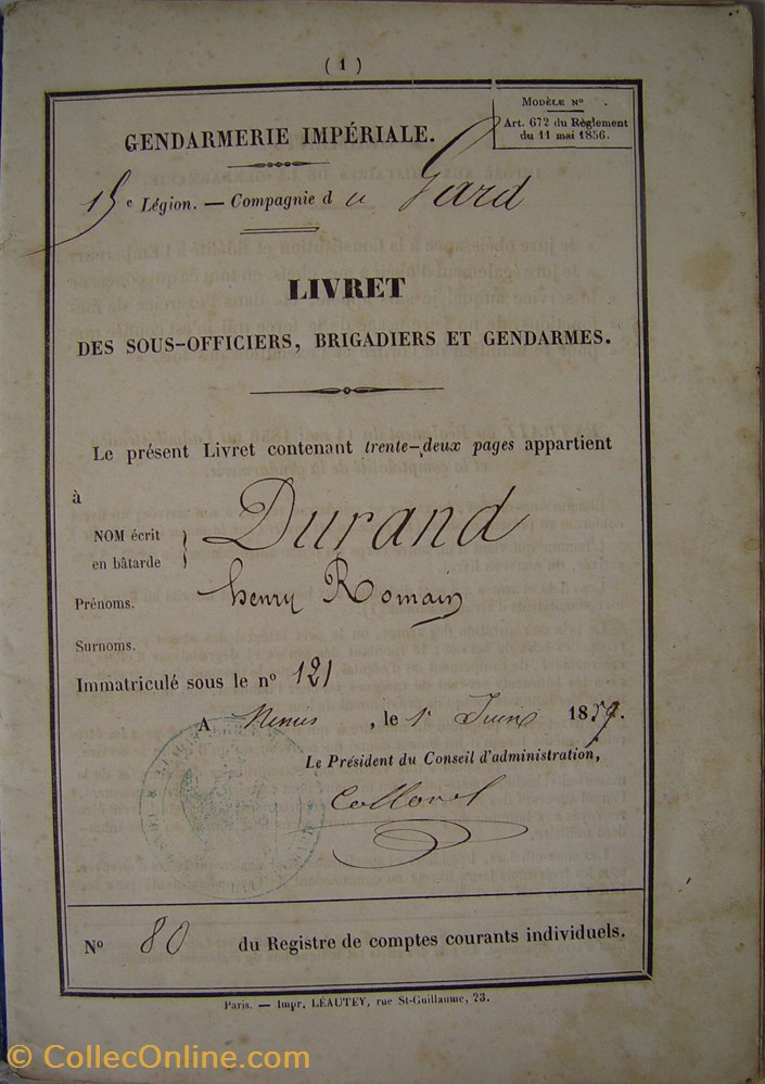 militaria livres revues catalogues livret 1859 gendarme imperial a cheval durand