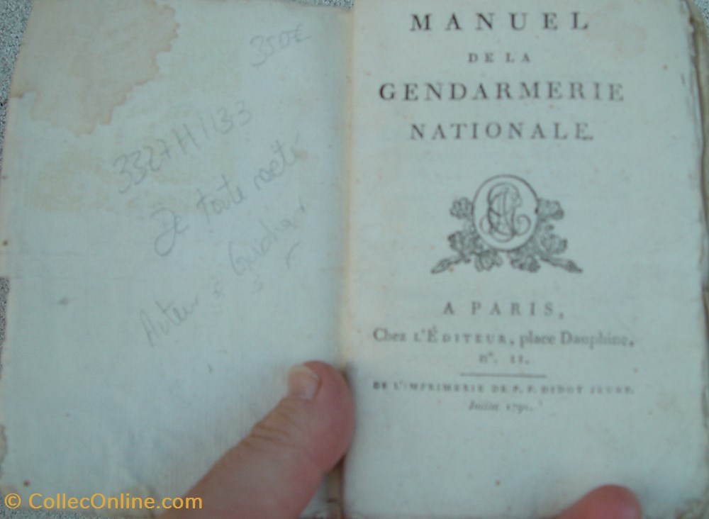 militaria livres revues catalogues 1791 manuel de la gendarmerie nationale