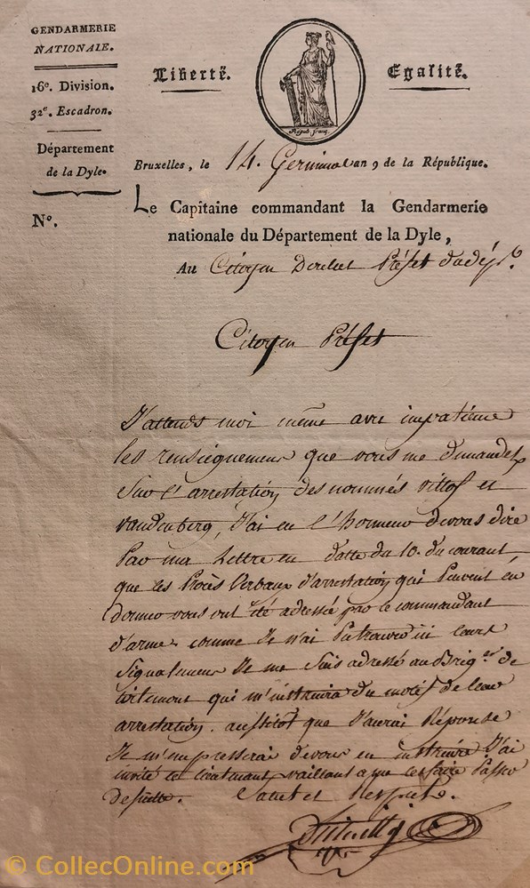 094 Département de la Dyle vieux papiers documents historiques 094 departement de la dyle