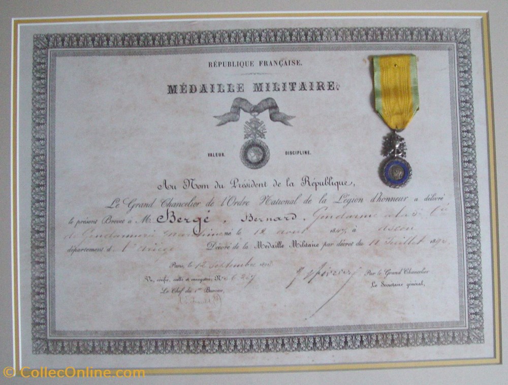 militaria medailles insignes 1892 diplome et medaille militaire